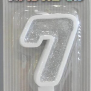 נר מספר 7 כסף גליטר