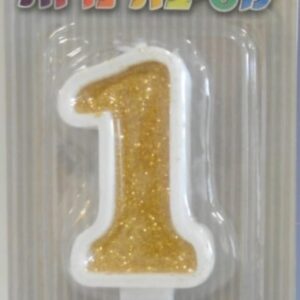 נר מספר 1 זהב גליטר