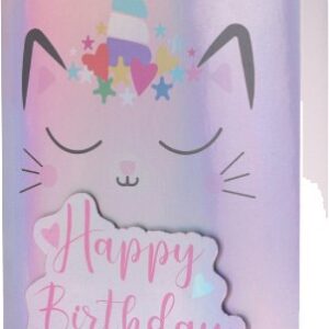 Happy birthday חתול חד קרן הולוגרפי