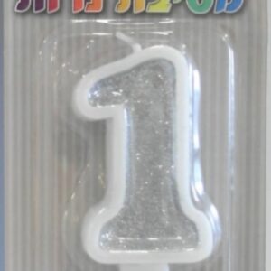 נר מספר 1 כסף גליטר