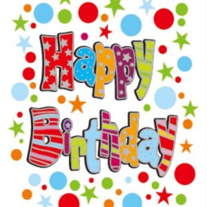 Happy birthday נקודות כוכבים צבעוני
