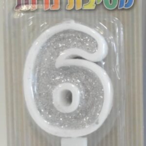 נר מספר 6 כסף גליטר