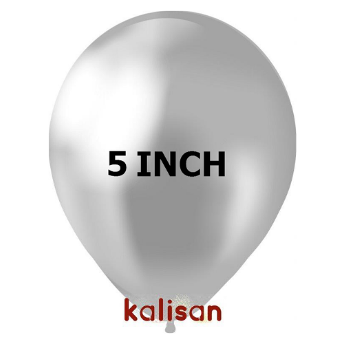בלון גומי 5" בצבע כסף כרום 5002 חבילה 100 יחידות KALISAN