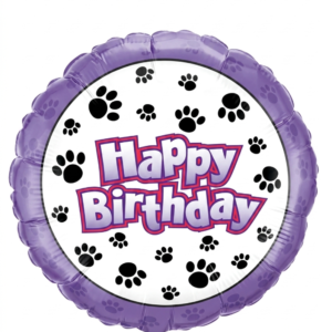 מיילר 18" – HAPPY BIRTHDAY עקבות רגליים סגול