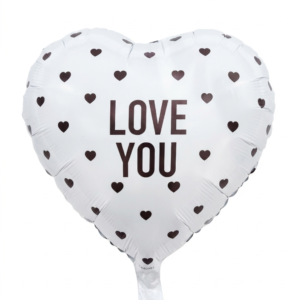 מיילר 18" – לב LOVE YOU לבבות שחור לבן