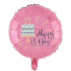 מיילר 18" – HAPPY B DAY עוגה ורוד