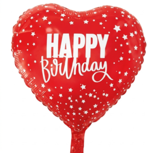 מיילר 18" – לב HAPPY BIRTHDAY כוכבים אדום לבן