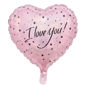 מיילר 18" – לב I LOVE YOU כוכבים ורוד