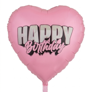 מיילר 26"- לב HAPPY BIRTHDAY ורוד