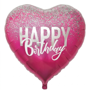 מיילר 26"- לב HAPPY BIRTHDAY נצנצים ורוד פוקסיה
