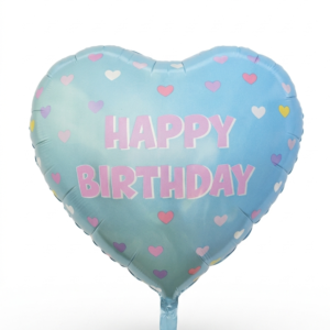 מיילר 26"- לב HAPPY BIRTHDAY לבבות טורקיז