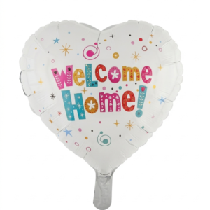 מיילר 18" – לב WELCOME HOME אותיות צבעוניות לבן