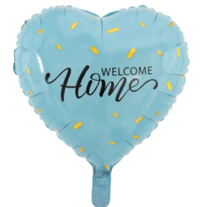 מיילר 18" – לב WELCOME HOME קונפטי תכלת