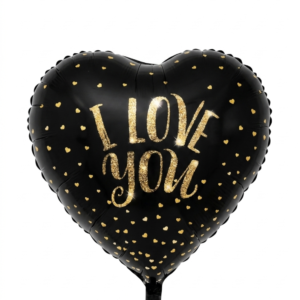 מיילר 18" – לב I LOVE YOU לבבות שחור זהב