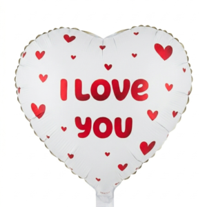 מיילר 18" – לב I LOVE YOU לבבות אדום לבן