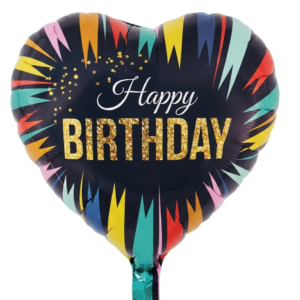 מיילר 18" – לב HAPPY BIRTHDAY סרטים כחול כהה