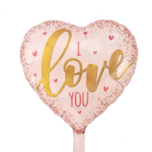 מיילר 18" – לב I LOVE YOU רוזגולד ורוד