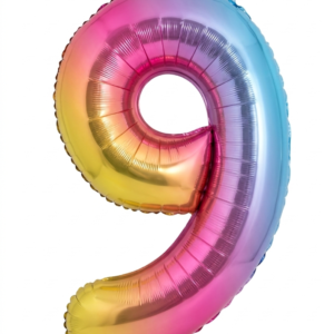 בלון ספרה 34" – מספר 9 אומברה צבעוני