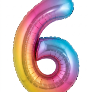 בלון ספרה 34" – מספר 6 אומברה צבעוני