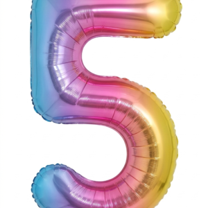 בלון ספרה 34" – מספר 5 אומברה צבעוני