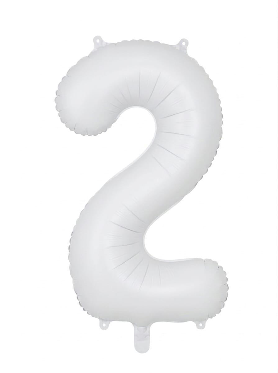 בלון ספרה 34" – מספר 2 לבן מט