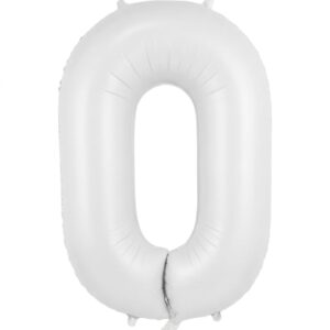 בלון ספרה 34" – מספר 0 לבן מט