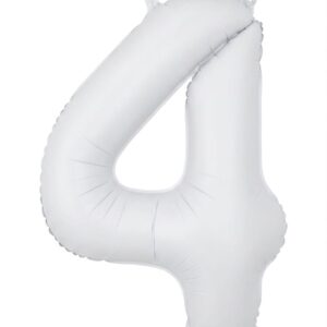בלון ספרה 34" – מספר 4 לבן מט