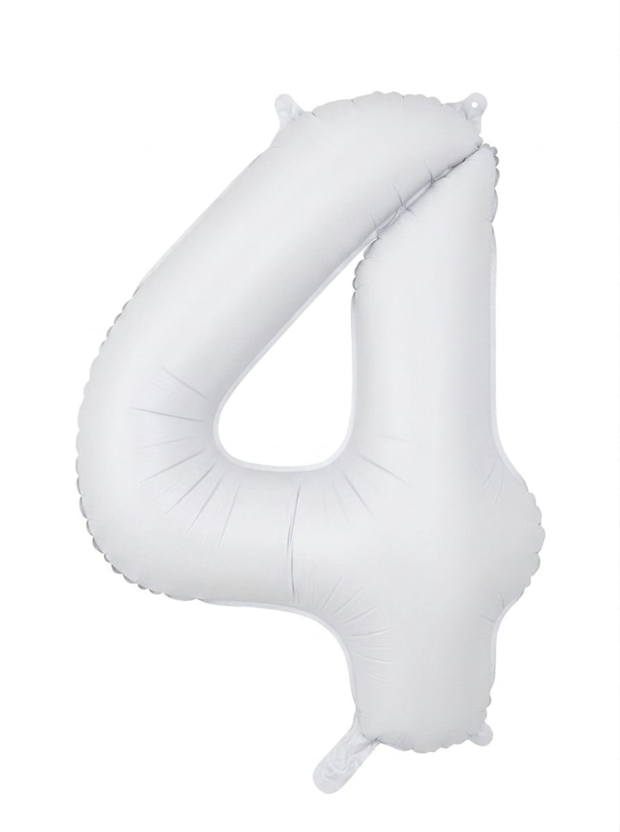 בלון ספרה 34" – מספר 4 לבן מט
