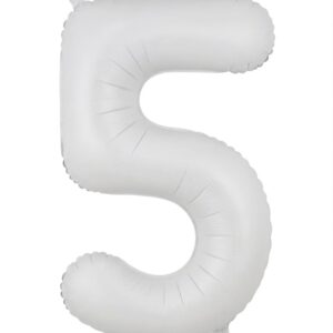 בלון ספרה 34" – מספר 5 לבן מט