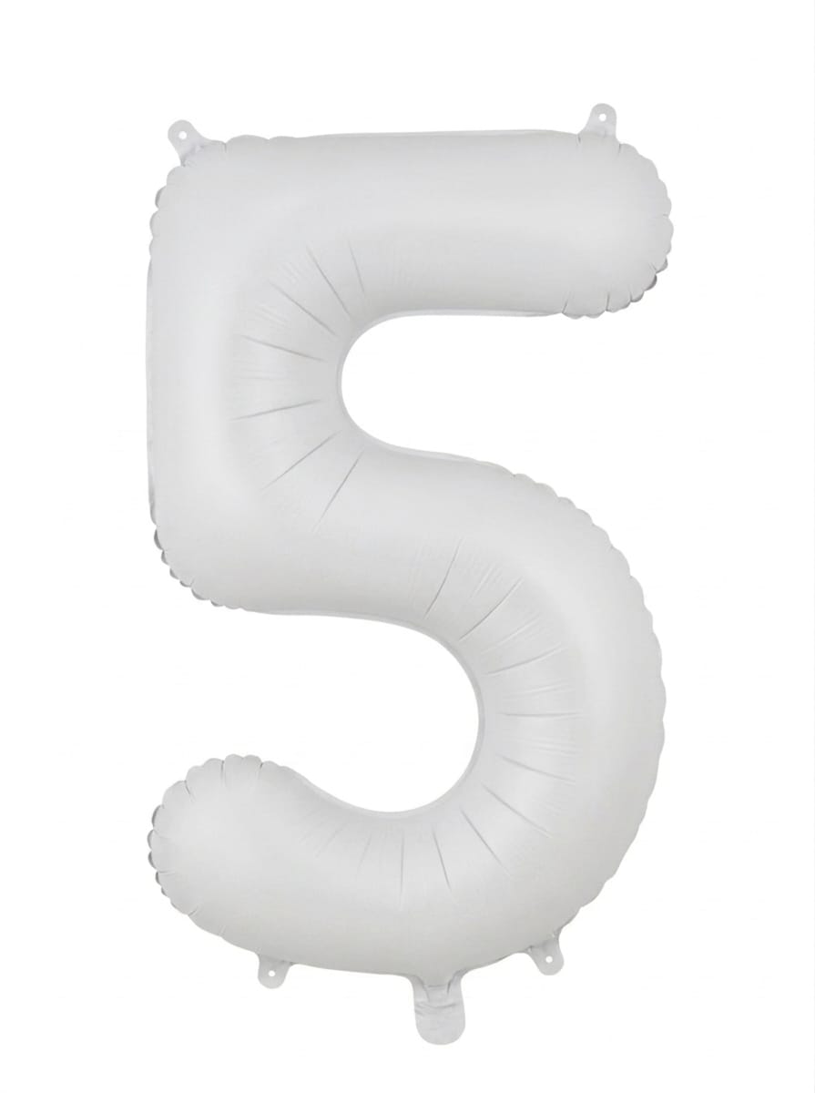 בלון ספרה 34" – מספר 5 לבן מט