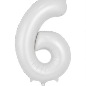 בלון ספרה 34" – מספר 6 לבן מט