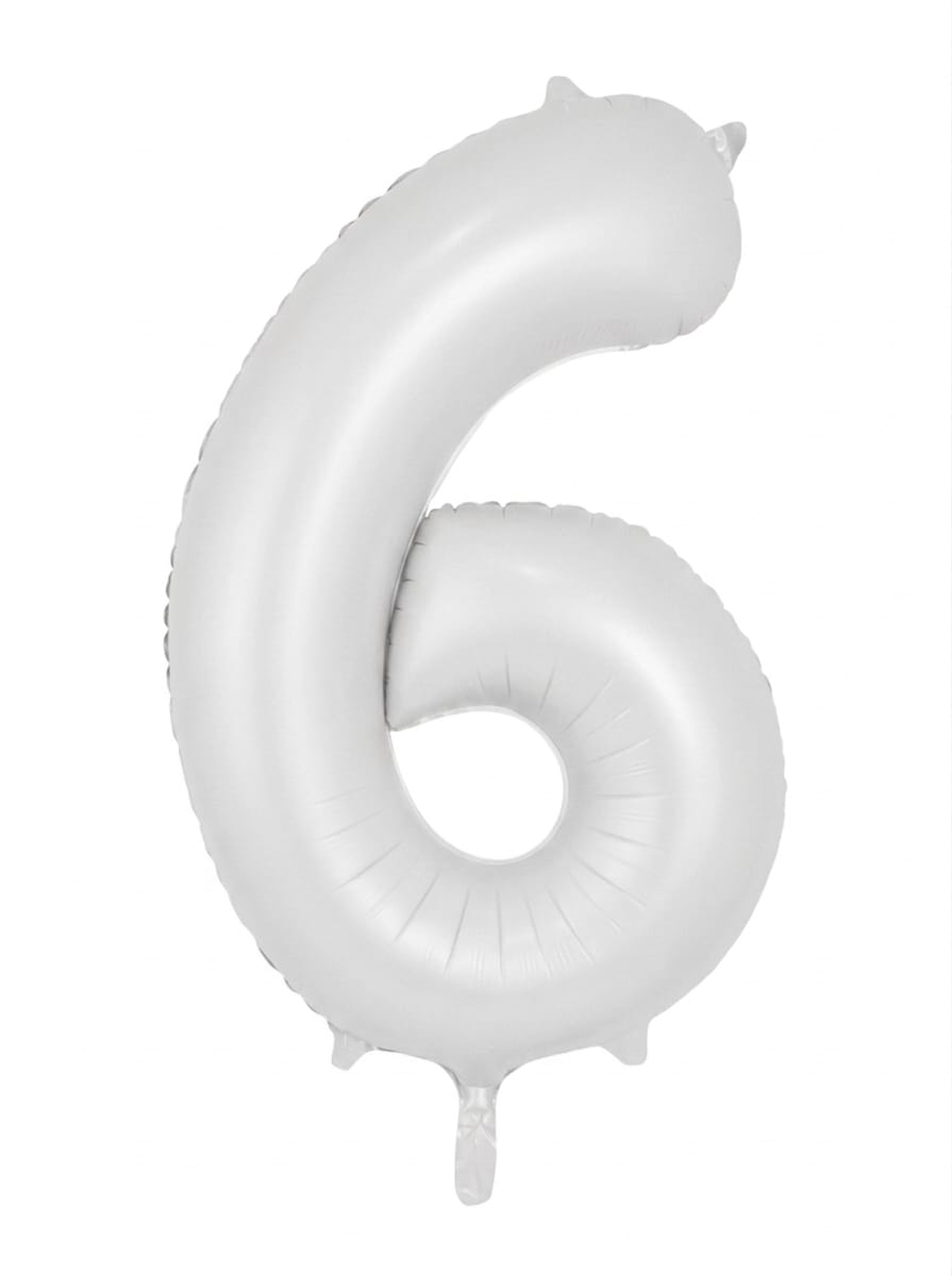 בלון ספרה 34" – מספר 6 לבן מט