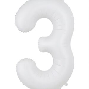 בלון ספרה 34" – מספר 3 לבן מט