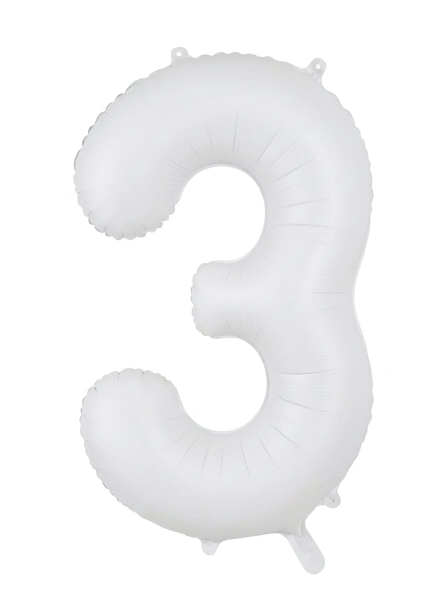בלון ספרה 34" – מספר 3 לבן מט