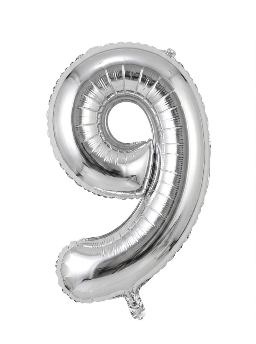בלון ספרה 34" – מספר 9 כסף
