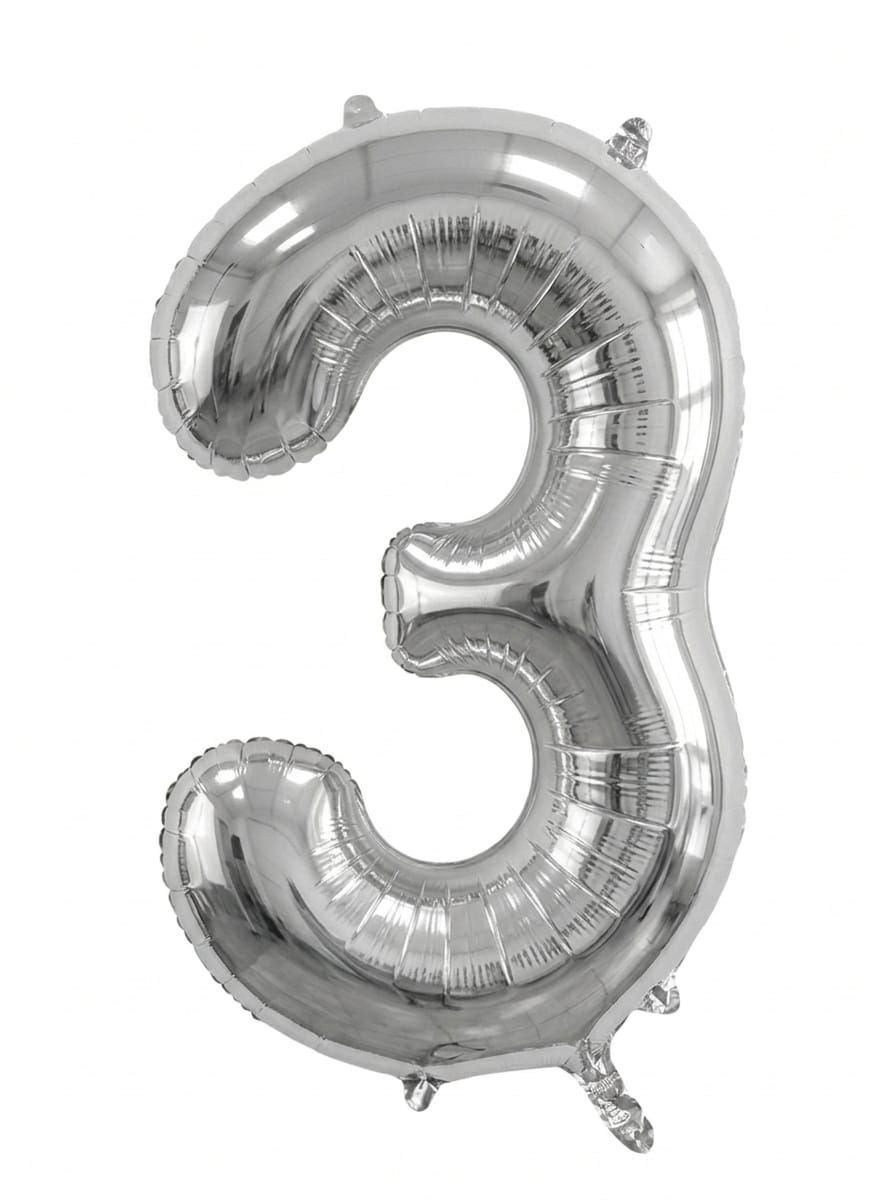 בלון ספרה 34" – מספר 3 כסף