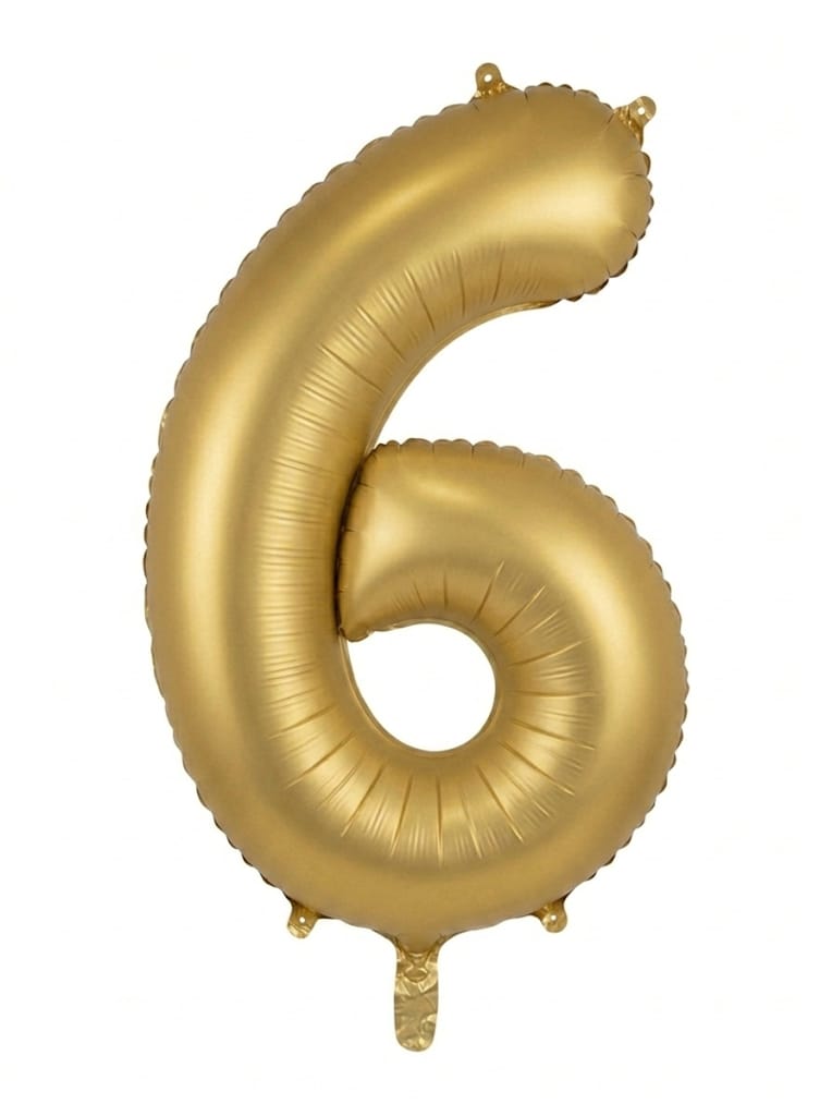בלון ספרה 34" – מספר 6 זהב מט